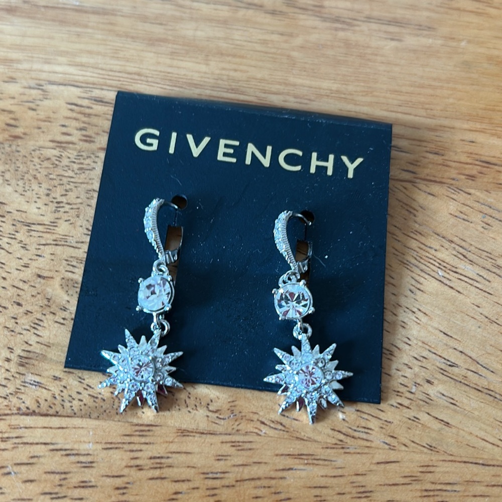 Givenchy Silver Crystal Star Earrings